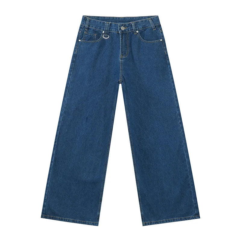 Calças Jeans Masculinas Azul Lavado Reta